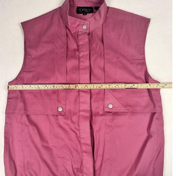 Vintage LeSport Tomboy Pink 100% Cotton Snap Button Boho Y2K Vest Women's Size 9 - Picture 6 of 8